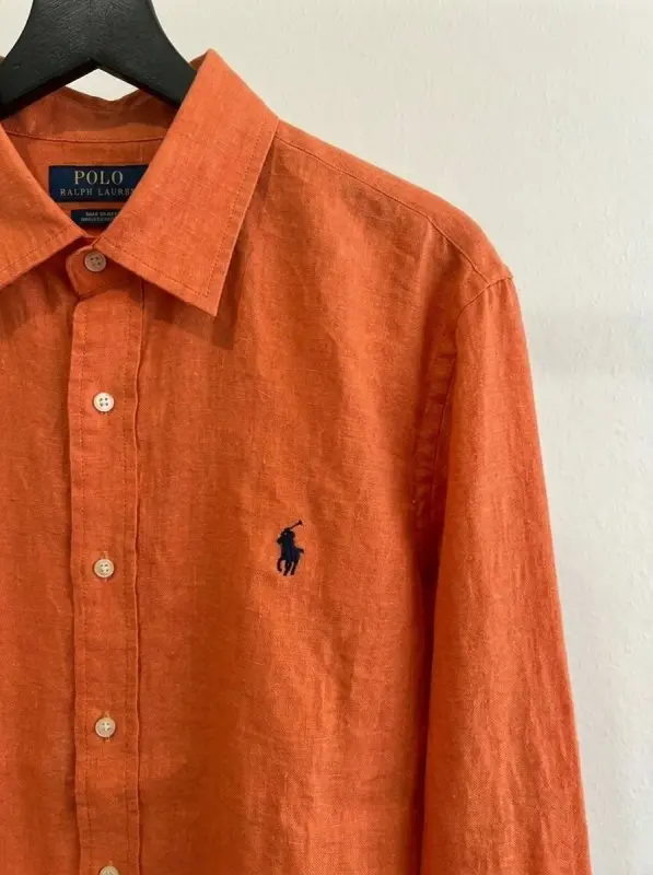 Ralph Lauren 100% French Linen Vintage Shirt, Orange