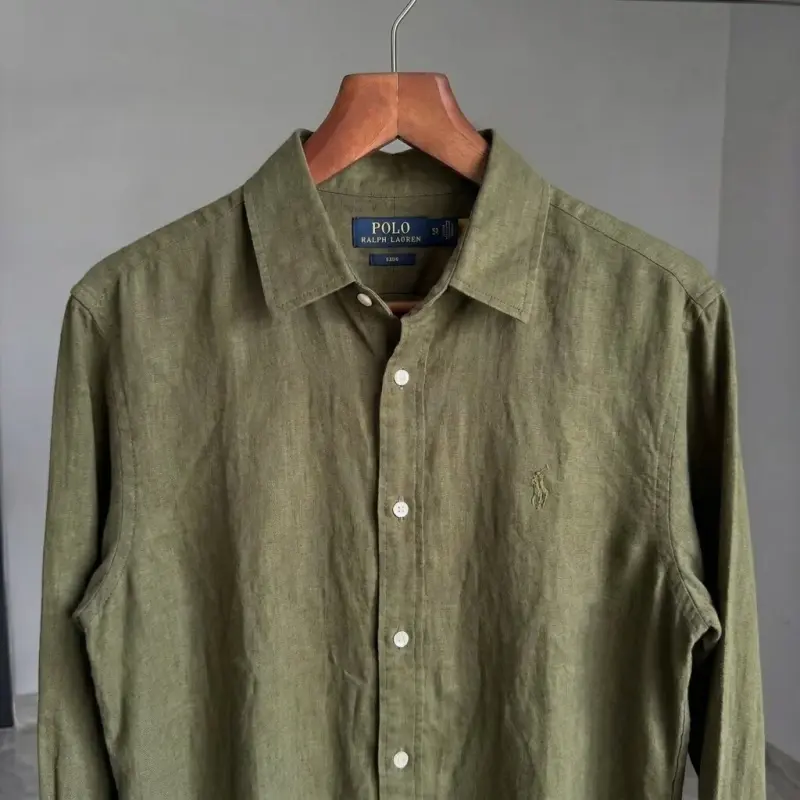 Ralph Lauren 100% French Linen Vintage Shirt, Olive