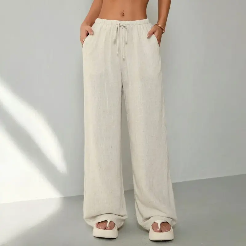 Élan Women's Wide Leg Pants, Beige