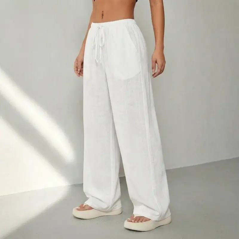 Élan Women's Wide Leg Pants, White