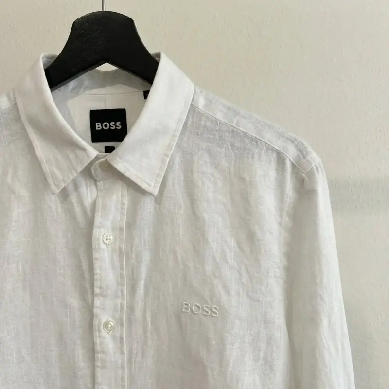Hugo Boss 100% Linen Vintage Shirt, White